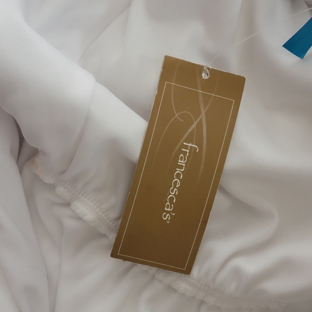 Francesca's ruffle v neck racerback sleeveless white dress size large - Picture 7 of 7